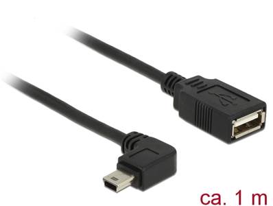 Câble USB 2.0 Type Mini-B mâle avec angle à 90° > USB 2.0 Type-A femelle OTG 1,0 m