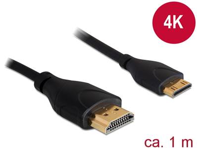Câble HDMI haute vitesse avec Ethernet - HDMI-A mâle > HDMI Mini-C mâle 4K 1 m Fin Haut de gamme