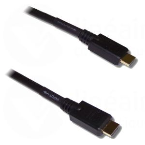 Cordon HDMI AMPLIFIE 1.4, M/M, câble double blindage, contacts dorés, longueur 20 mètres