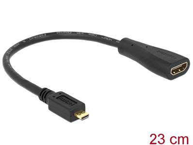 Câble High Speed HDMI with Ethernet - Micro-D mâle > HDMI-A femelle 23 cm