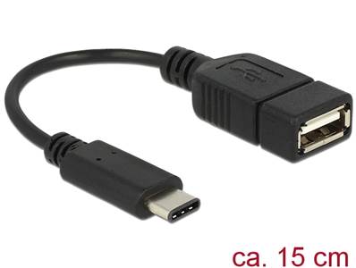 Câble adaptateur USB Type-C™ 2.0 mâle > USB 2.0 type A femelle de 15 cm noir