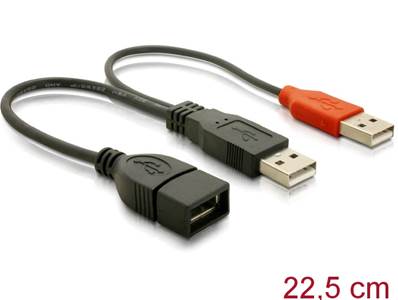2 câbles Y USB 2.0 Type-A mâle > USB 2.0 Type-A femelle 20 cm